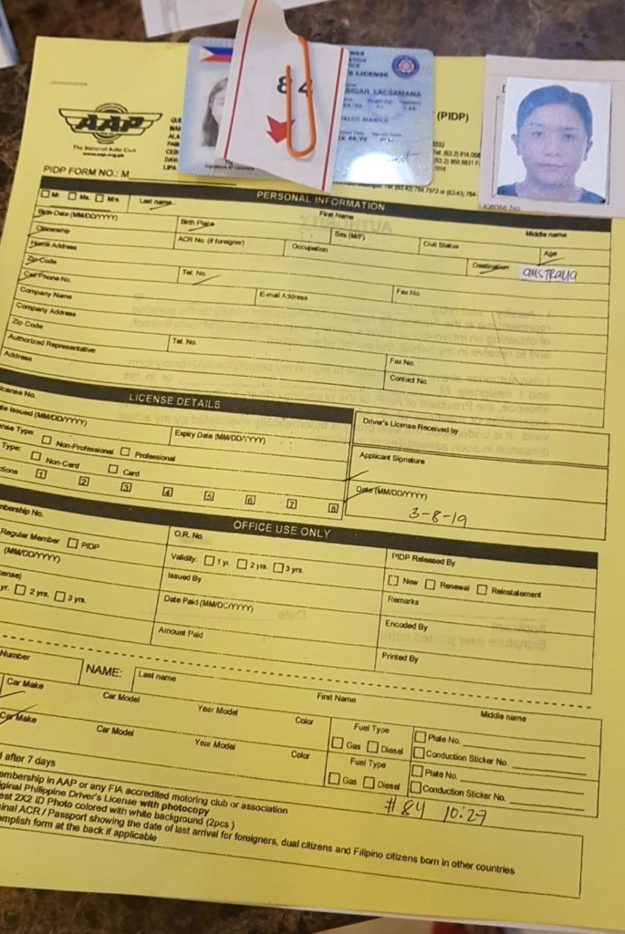 International Driver's License Application Form
