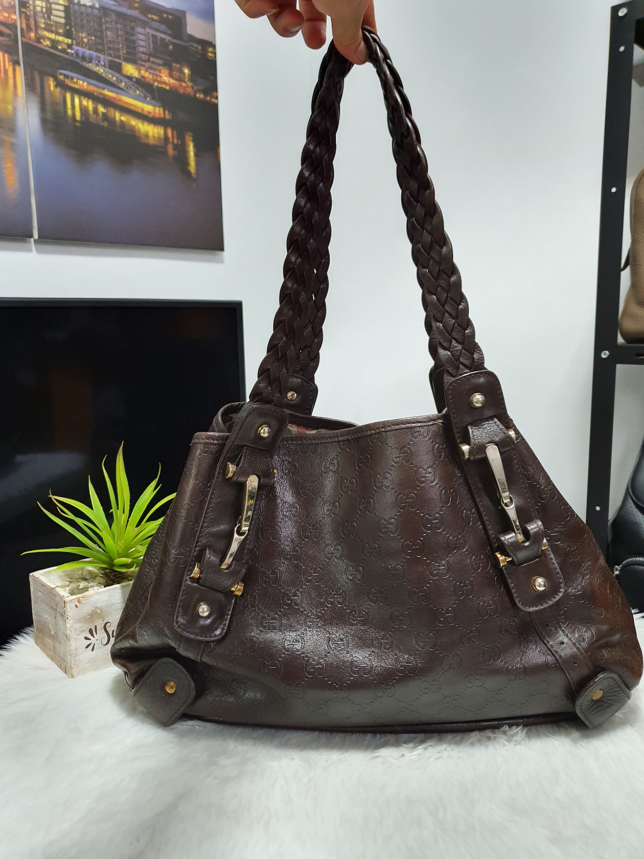 Gucci Brown Leather Shoulder Bag | Mommy Micah - Luxury Bags Trusted ...